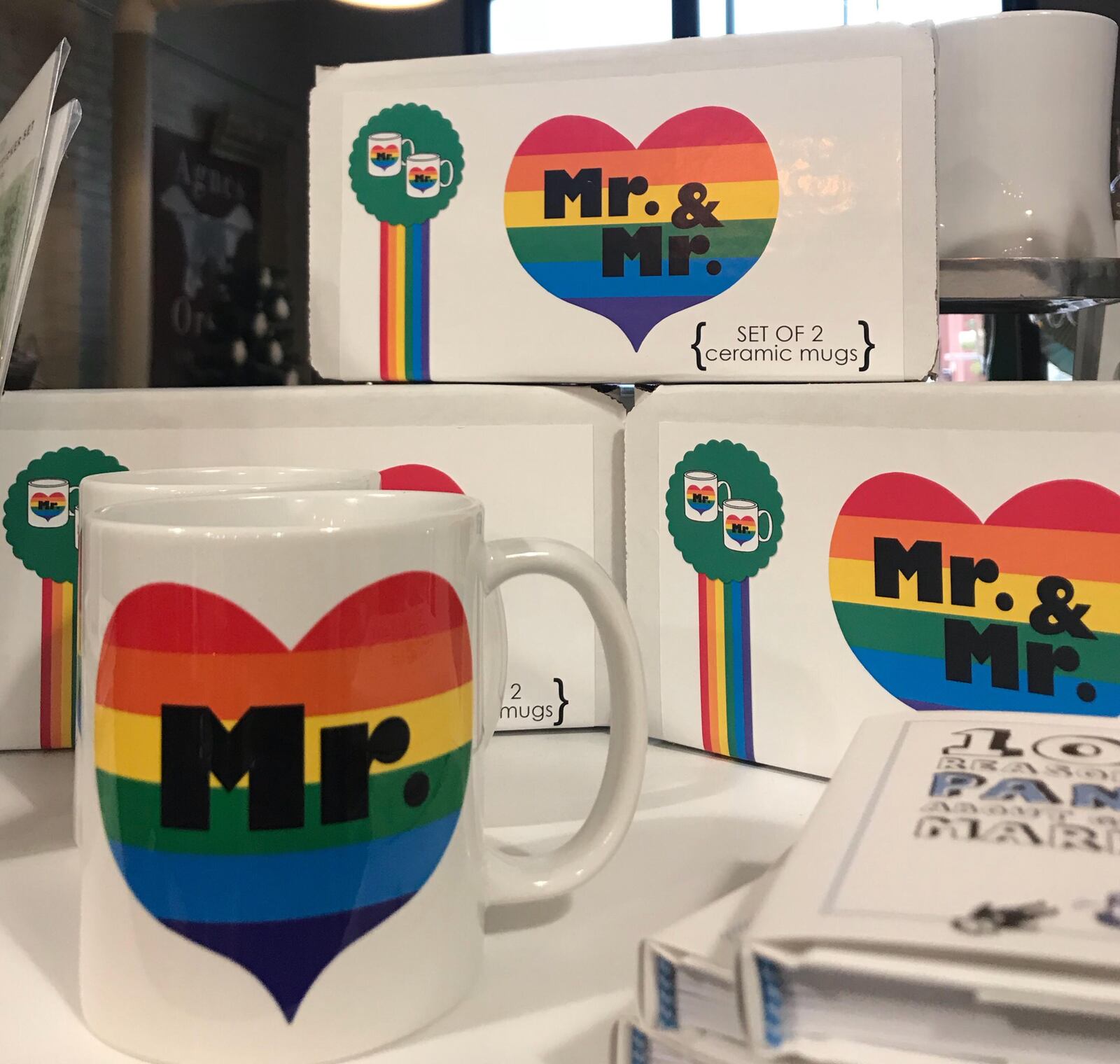 These "Mr. & Mr." mugs are available at Agnes & Orson in downtown Dayton's Cannery building. PHOTO / Tess Vella-Collette