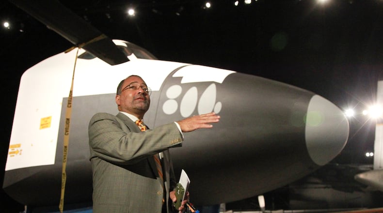 Veit Von Parker, president of Display Dynamics in Clayton, discusses the new space shuttle Crew Compartment Trainer display and STEM Learning Node being built by his company at the National Museum of the United States Air Force. FILE