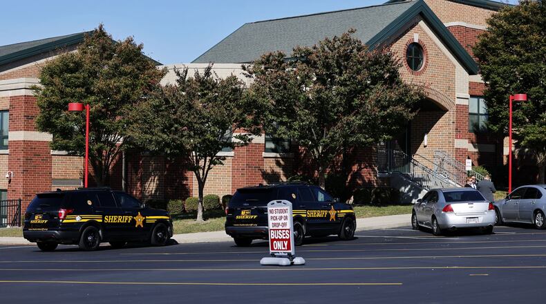 The Butler County Sheriff's Office responded to Madison High School on Tues., Oct. 4, 2022 for a report of a bomb threat. NICK GRAHAM/STAFF