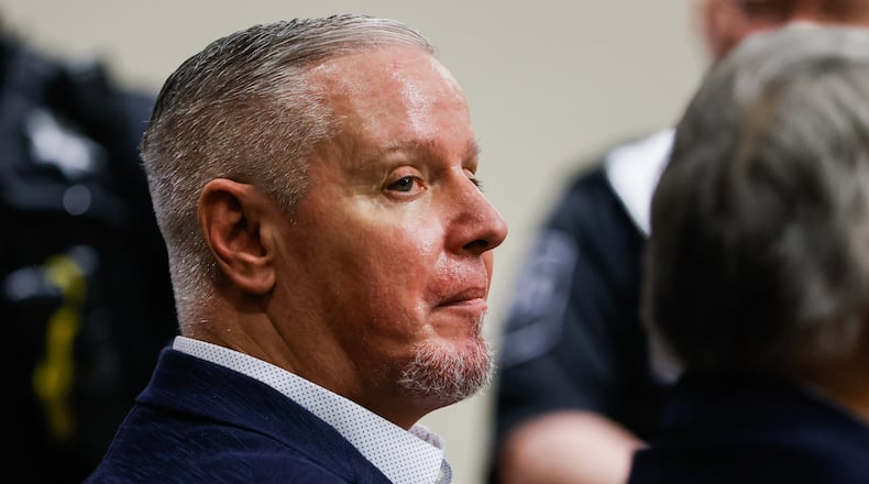 Colin Gray, the father of Apalachee High School shooting suspect Colt Gray, reacts after a jury convicted him of second-degree murder and involuntary manslaughter at Barrow County Courthouse in Winder, Ga., Tuesday, March 3, 2026. (Abbey Cutrer/Atlanta Journal-Constitution via AP, Pool)