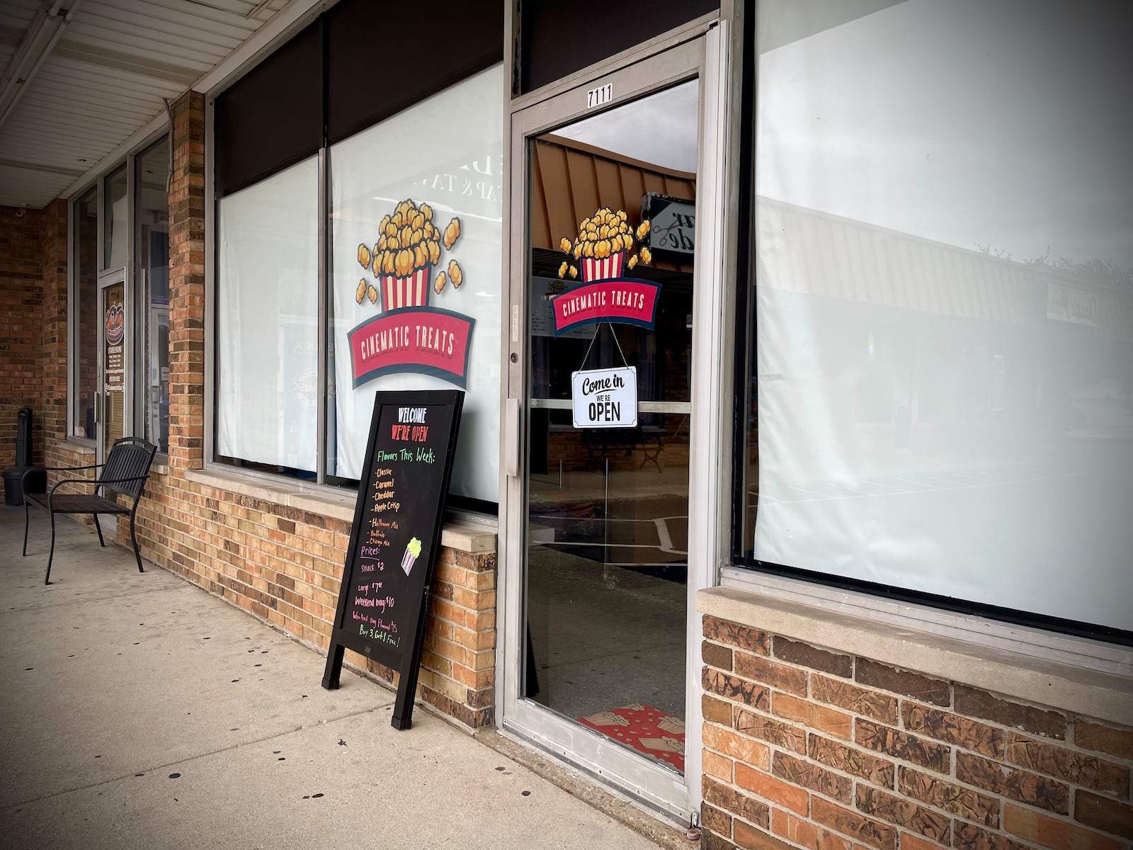 Cinematic Treats, a popcorn shop featuring five to eight rotating flavors each week, is located at 7111 Taylorsville Road in Huber Heights. NATALIE JONES/STAFF