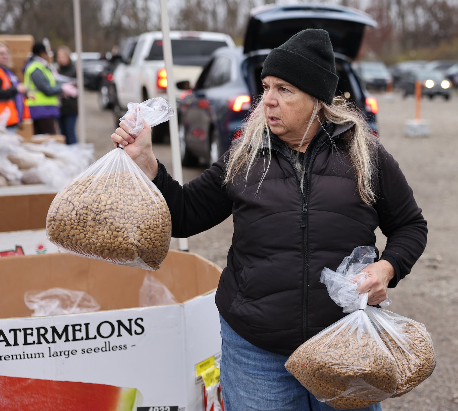 CareSource and Dayton Foodbank partnered for a mass food distribution event on Thursday, Nov. 20 at Dixie Twin Drive-In Theater. SICSA also distributed dog and cat food to those with pets. BRYANT BILLING/STAFF