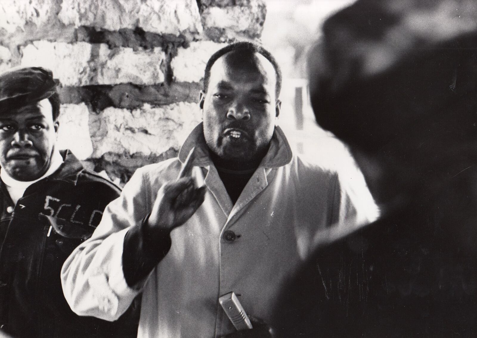May 1969 photo captioned: "W.S. McIntosh at the start of the march to Good Sam. "Photo: Roberts.