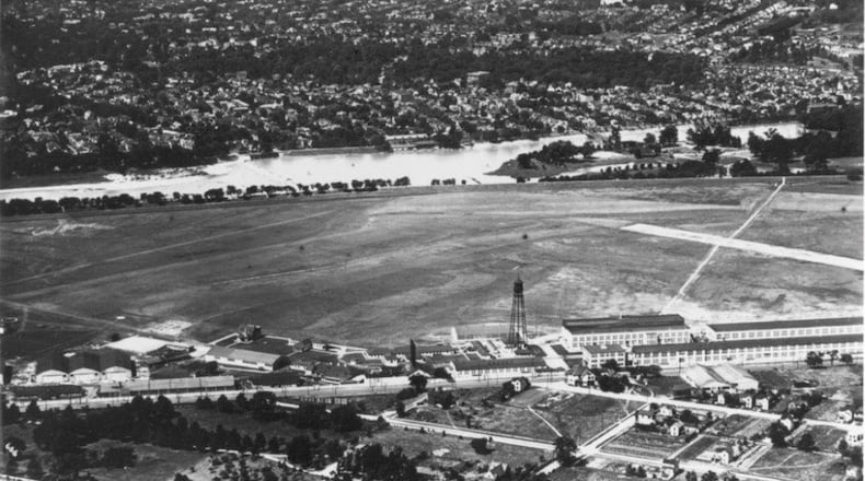 McCook Field, “Cradle of Military Aviation Development,” along the eastern bank of the Great Miami River in Dayton. (Courtesy photo/Mrs. Darlene Gerhardt)