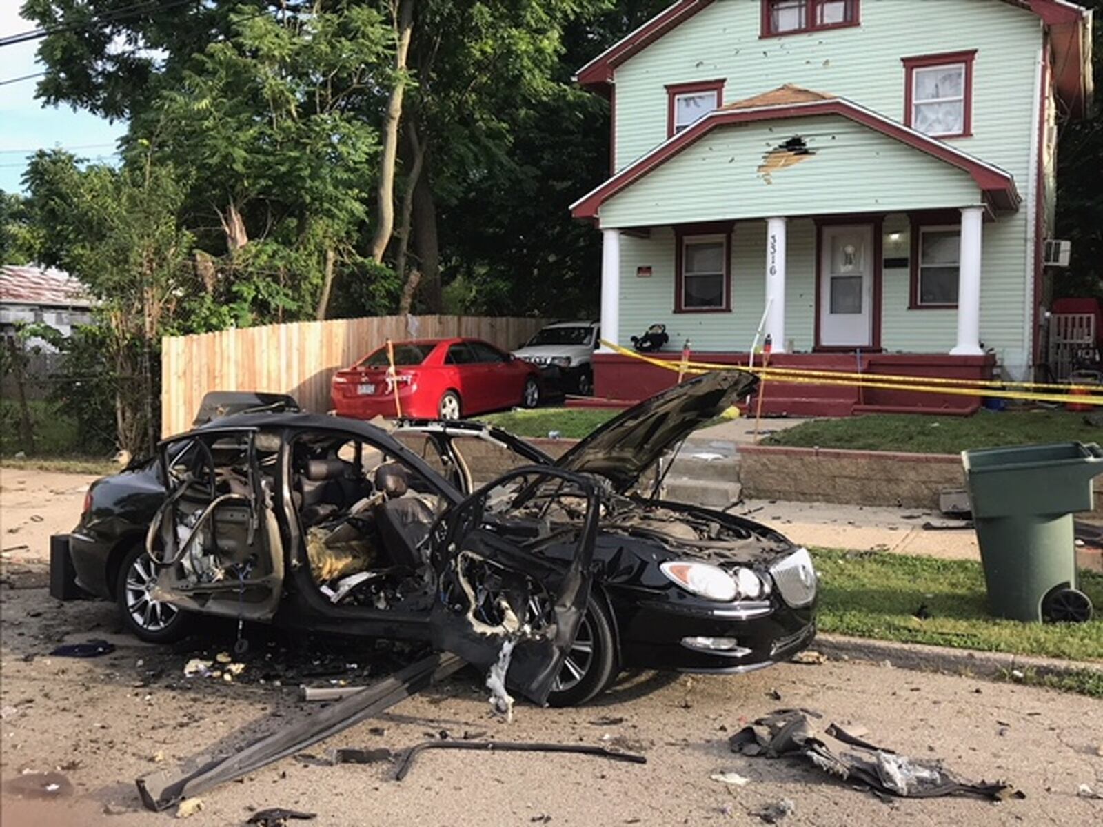 Fireworks triggered a car explosion on the evening of Wednesday, July 4, 2018, that critically injured a man, who was pulled from the burning car, and caused minor injuries to several people outside.