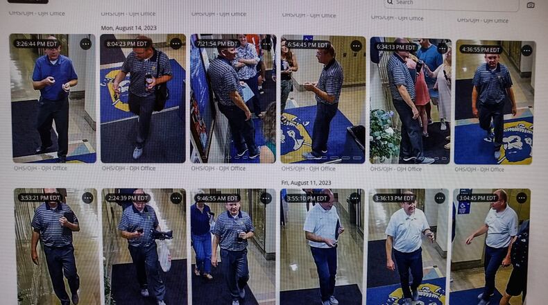 The upgraded security system at Oakwood Junior High School - and throughout the school district - can track anyone that enters the school using cameras and artificial intelligence. JIM NOELKER/STAFF