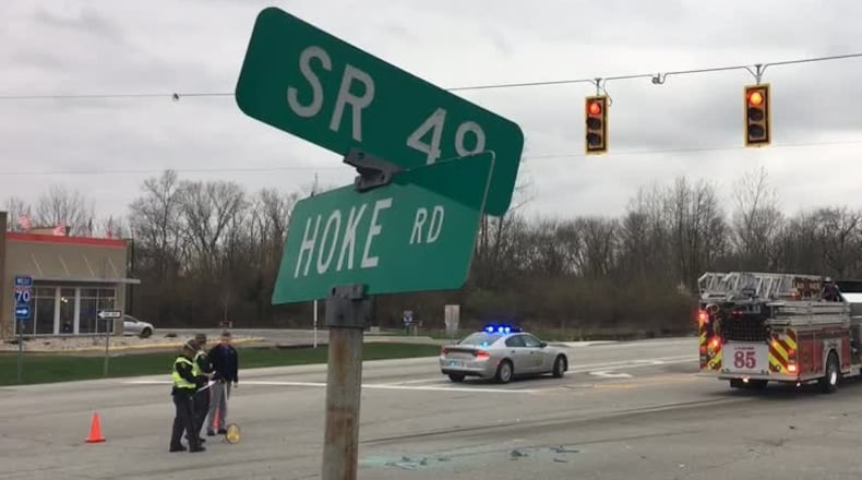 Two Dayton women were killed in a two-vehicle crash March 31, 2020, at the intersection of state Route 49 and Hoke Road in Clayton. JIM NOELKER/STAFF