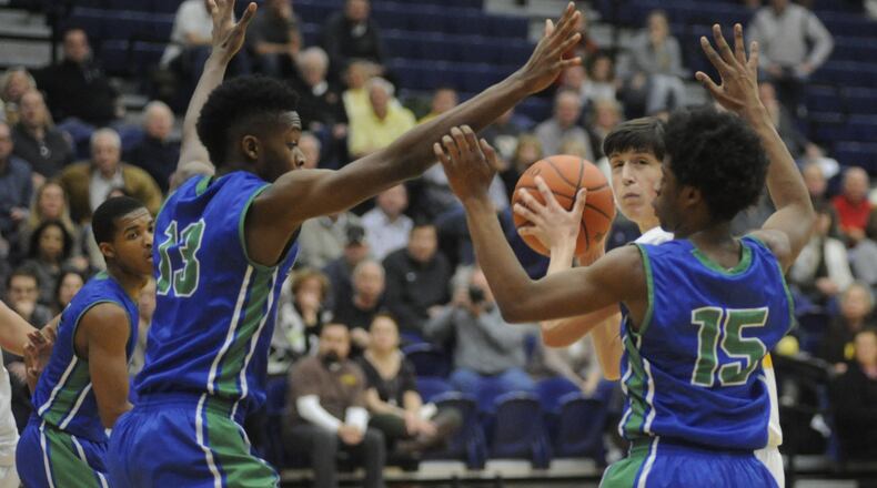 Alter clinched is second straight outright GCL Co-Ed North title by defeating CJ 68-49 at Fairmont’s Trent Arena in a boys high school basketball game on Friday, Feb. 17, 2017. MARC PENDLETON / STAFF