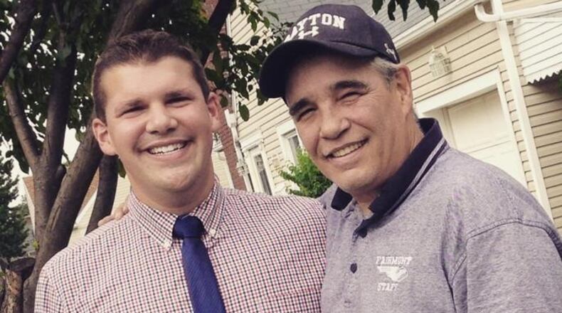 Jason Chaffin, left, is shown with his father, Casey Chaffin, right, the head custodian at Kettering Fairmont High School who died last year after contracting Legionnaires. CONTRIBUTED.