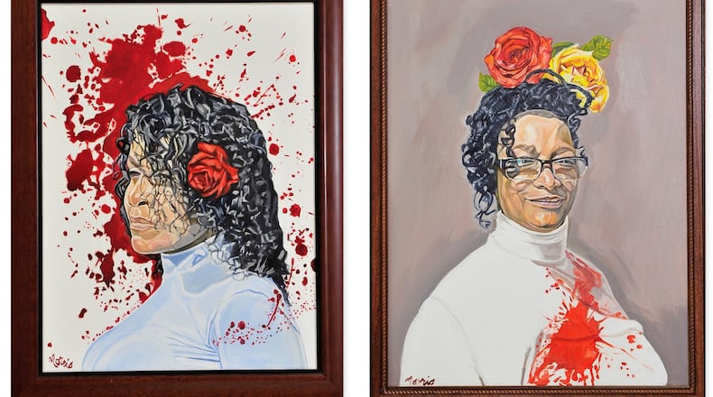 “Love Our Women, ” two evocative portraits by Morris T. Howard, are among the powerful pieces in “Black Lives As Subject Matter II,” which is on display virtually and by-appointment at EboNia Gallery in Dayton, February 15 through April 30.