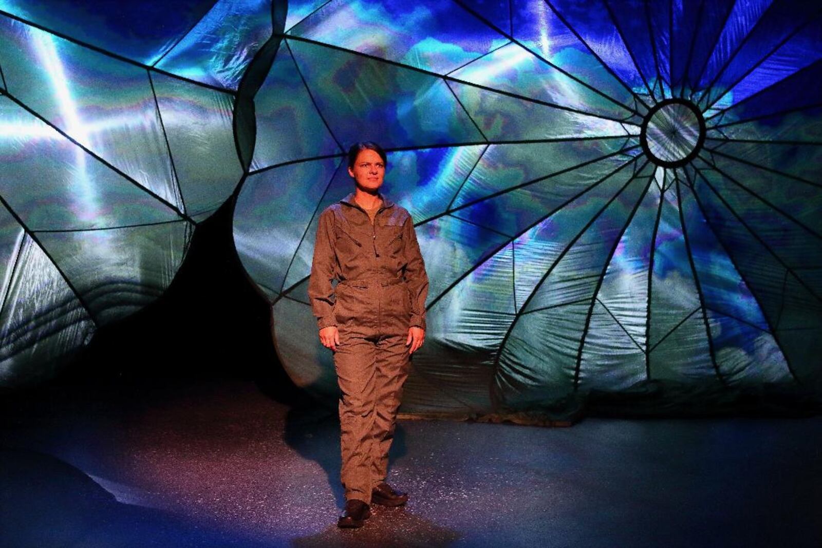 Maggie Lou Rader starred as The Pilot in the Human Race Theatre Company's 2022 production of "Grounded." PHOTO BY SCOTT J. KIMMINS