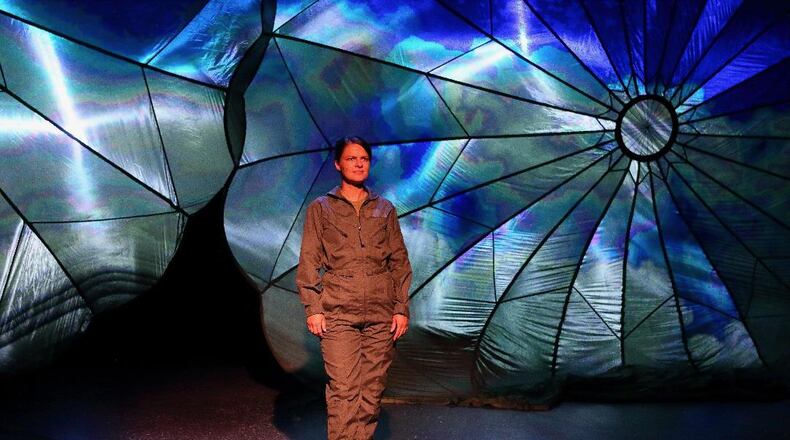 Maggie Lou Rader stars as The Pilot in the Human Race Theatre Company's production of "Grounded," continuing through Sept. 25. PHOTO BY SCOTT J. KIMMINS