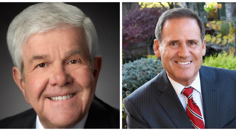 Former Ohio Rep. Ron Maag, left, contested Warren County Commissioner Tom Grossmann’s re-election, but the incumbent won Tuesday.