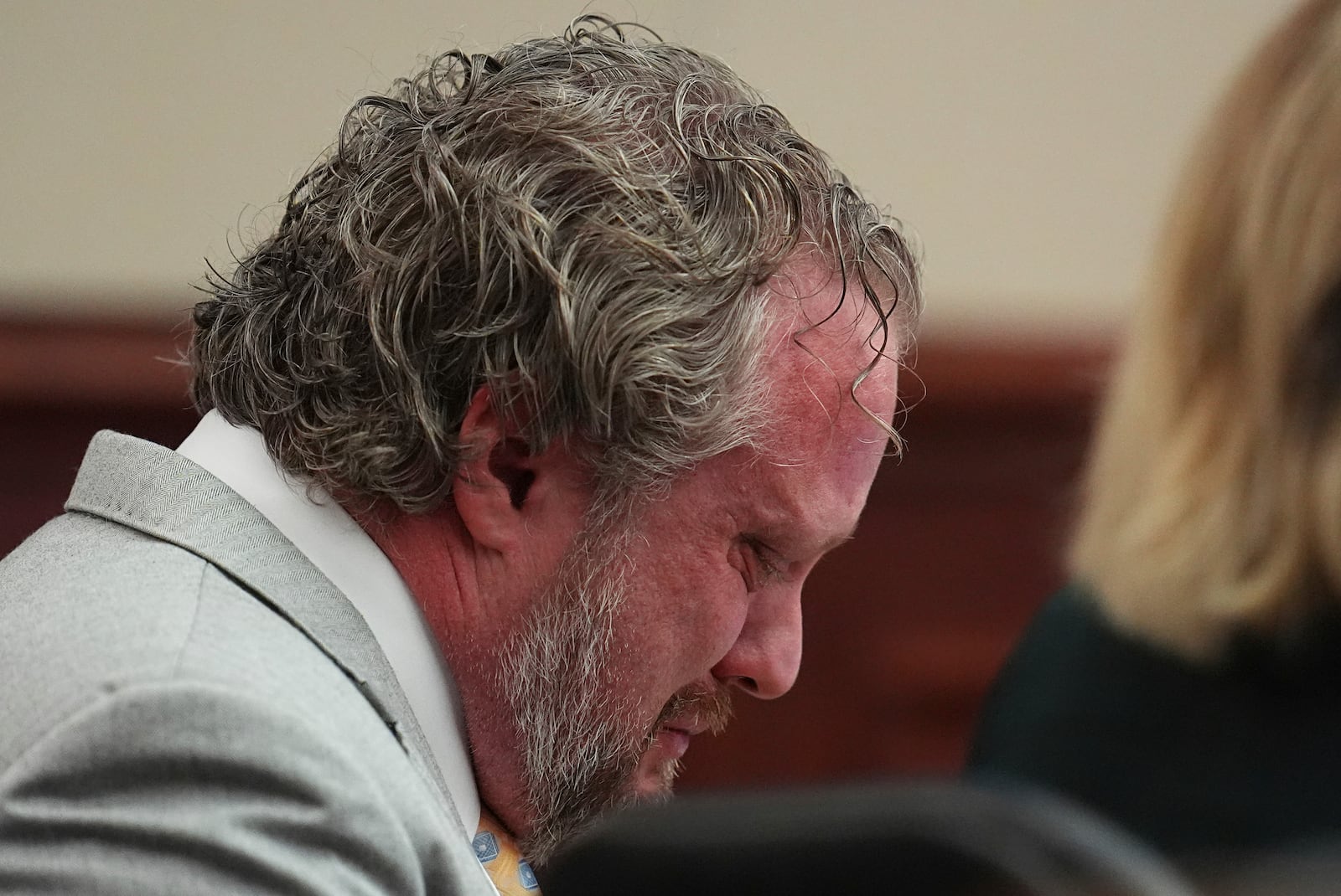 Dentist James Craig reacts during closing arguments in his murder trial in district court in Arapahoe County Tuesday, July 29, 2025, in Centennial, Colo. (AP Photo/David Zalubowski, Pool)