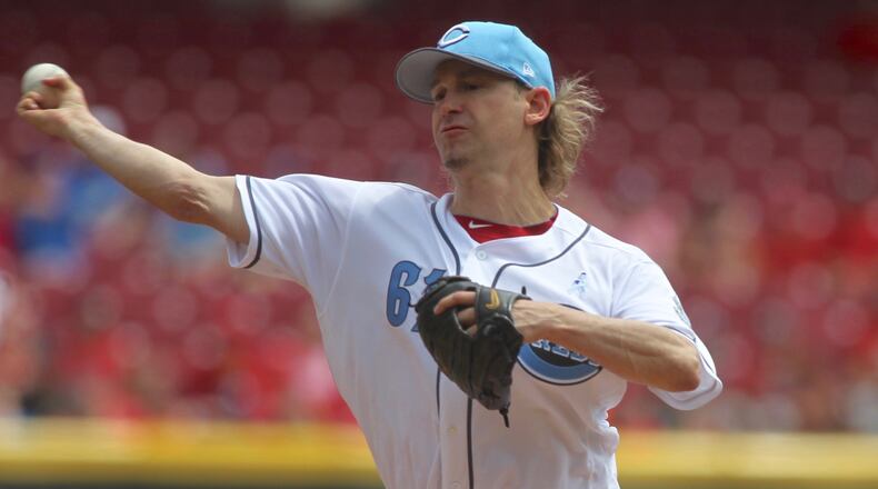 Reds pitcher Bronson Arroyo, an accomplished musician, will perform a postgame concert as the team pays tribute to his 16-year career Sept. 23. Arroyo is retiring after this season. DAVID JABLONSKI / STAFF