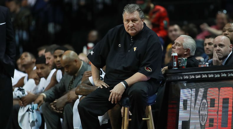 NEW YORK, NY - NOVEMBER 25: Head coach Bob Huggins of the West Virginia Mountaineers reacts against the Temple Owls in the second half during the championship game of the NIT Season Tip-Off at Barclays Center on November 25, 2016 in the Brooklyn borough of New York City. (Photo by Michael Reaves/Getty Images)