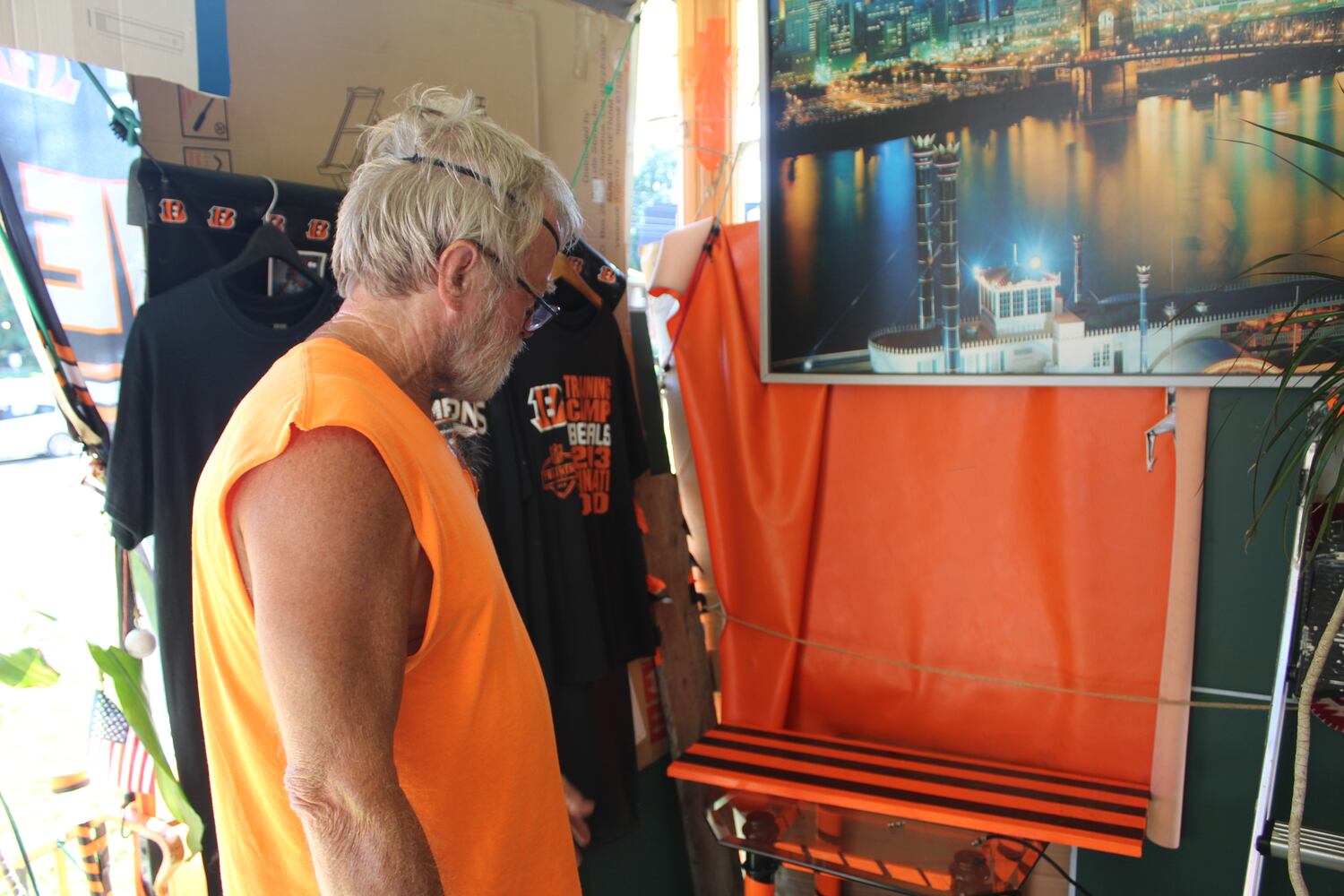 This is the man who lives in the “Bengals MAN CAVE” across from Dot’s Supermarket