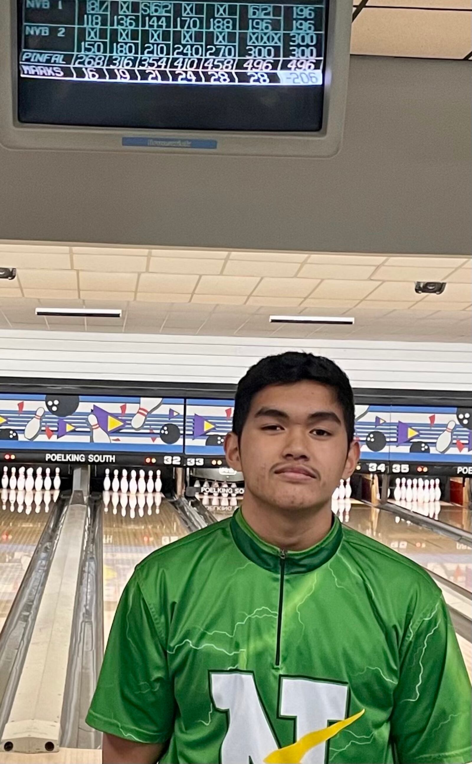 Northmont sophomore Devin Sun rolled his first 300 game Monday in conference play against Centerville - Contributed