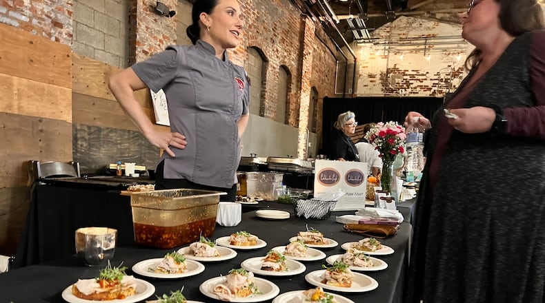 Katy Evans, Executive Chef of Coldwater Cafe participates in the 2022 Diced Dayton Chefs Challenge at the Brightside Music Venue. ALEXIS LARSEN/CONTRIBUTOR