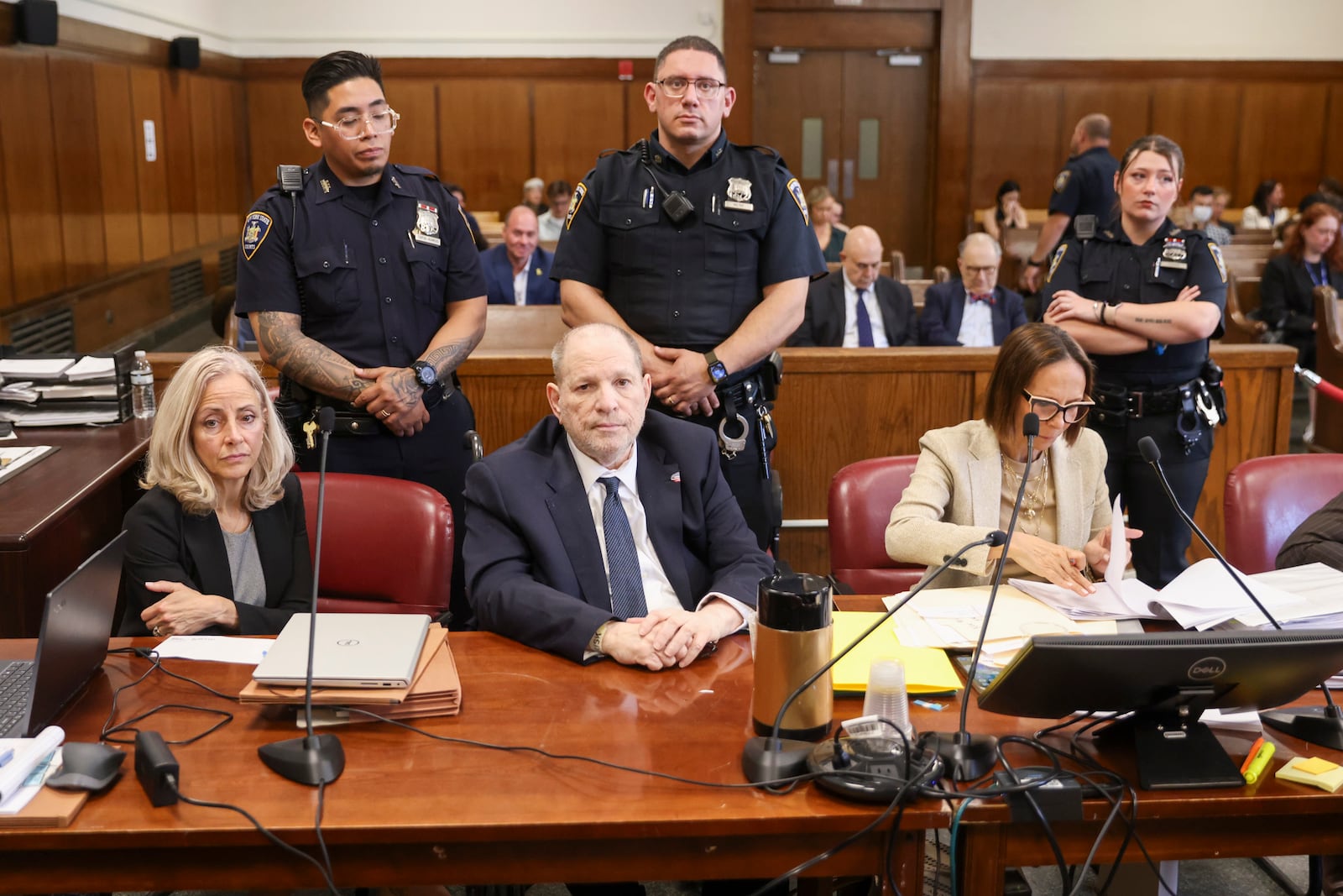 Harvey Weinstein appears in state court in Manhattan for his retrial on Wednesday, April 30, 2025 in New York. (Sarah Yenesel/Pool Photo via AP)