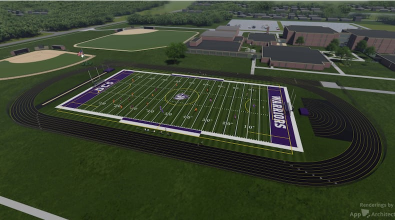 A rendering of the Dayton Christian full-sized athletic field proposed by the school. Courtesy of Dayton Christian.