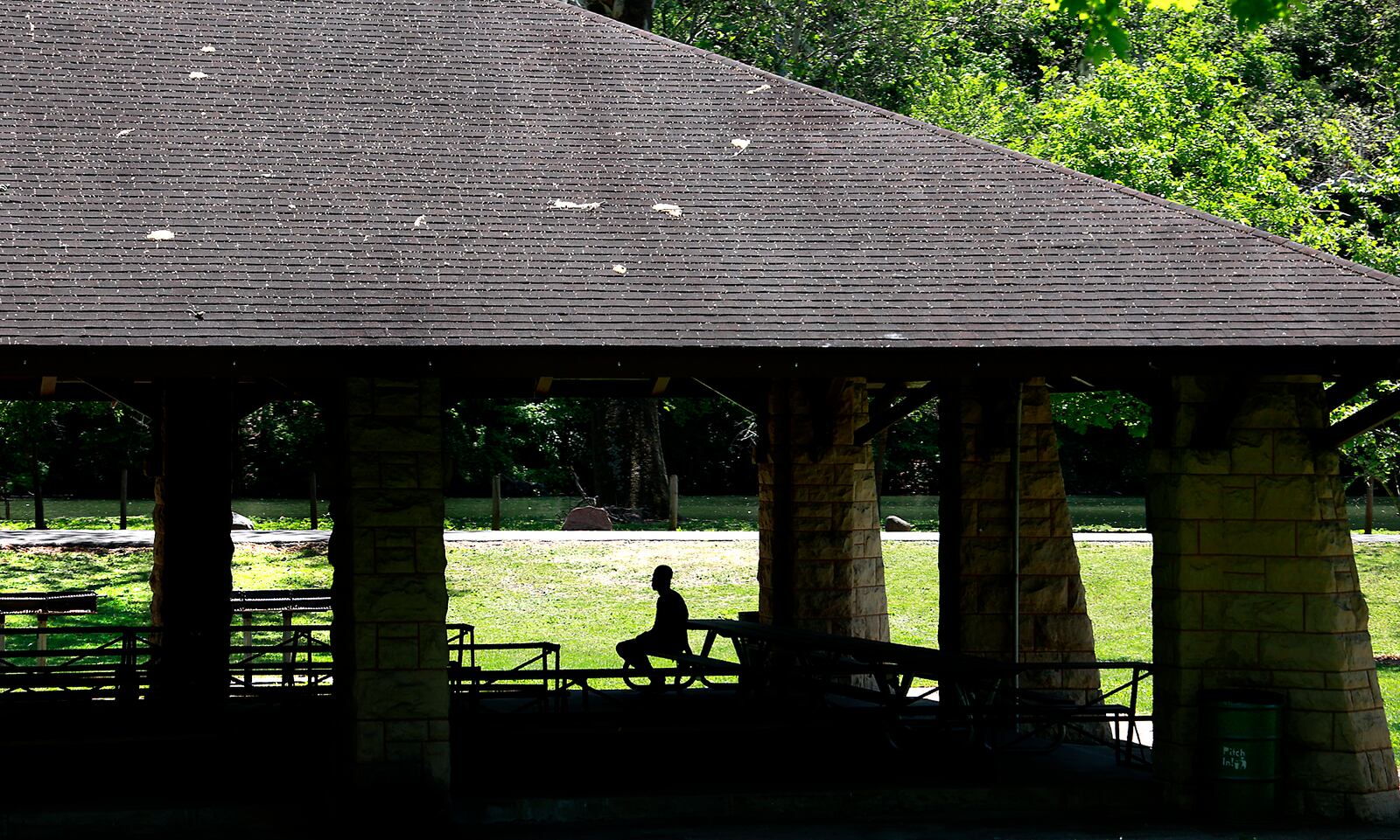 Racist graffiti was found painted on a shelter house at Snyder Park in April 2025. BILL LACKEY/STAFF