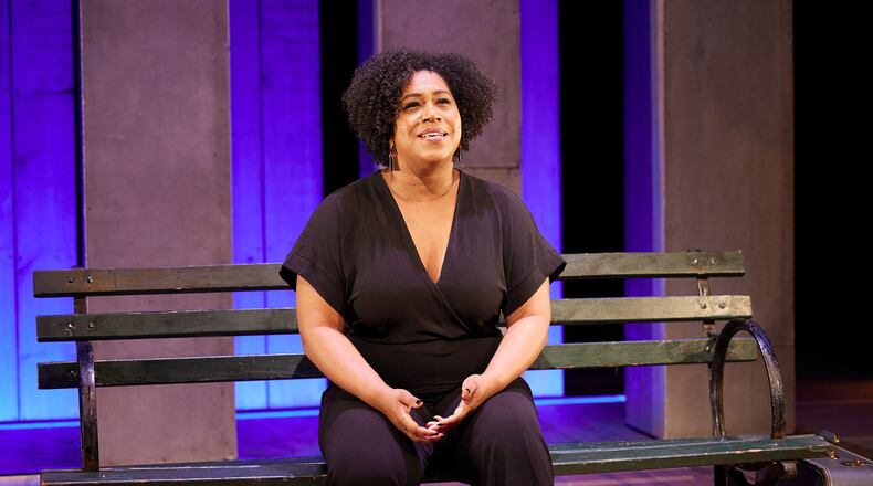 Torie Wiggins as Tour Guide in Ensemble Theatre Cincinnati's production of "Your Negro Tour Guide." PHOTO BY RYAN KURTZ