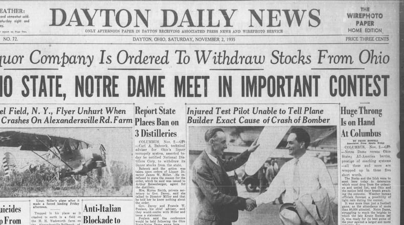 The 1935 game got top billing on the front page