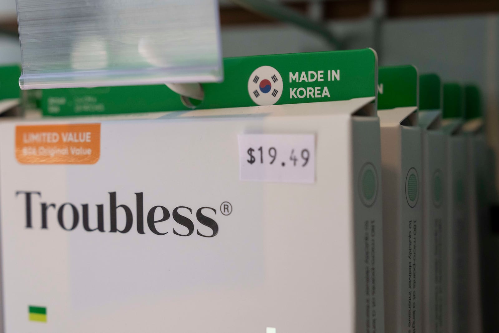 "Made in Korea" is printed on products displayed at Senti Senti in New York on Friday, July 25, 2025. (AP Photo/Yuki Iwamura)