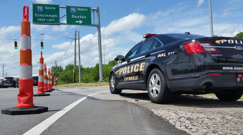 Evendale police have the entrance from Galbraith Road to NB I-75 shut down while crews investigate a shooting that occurred earlier today. Photo by Nick Graham