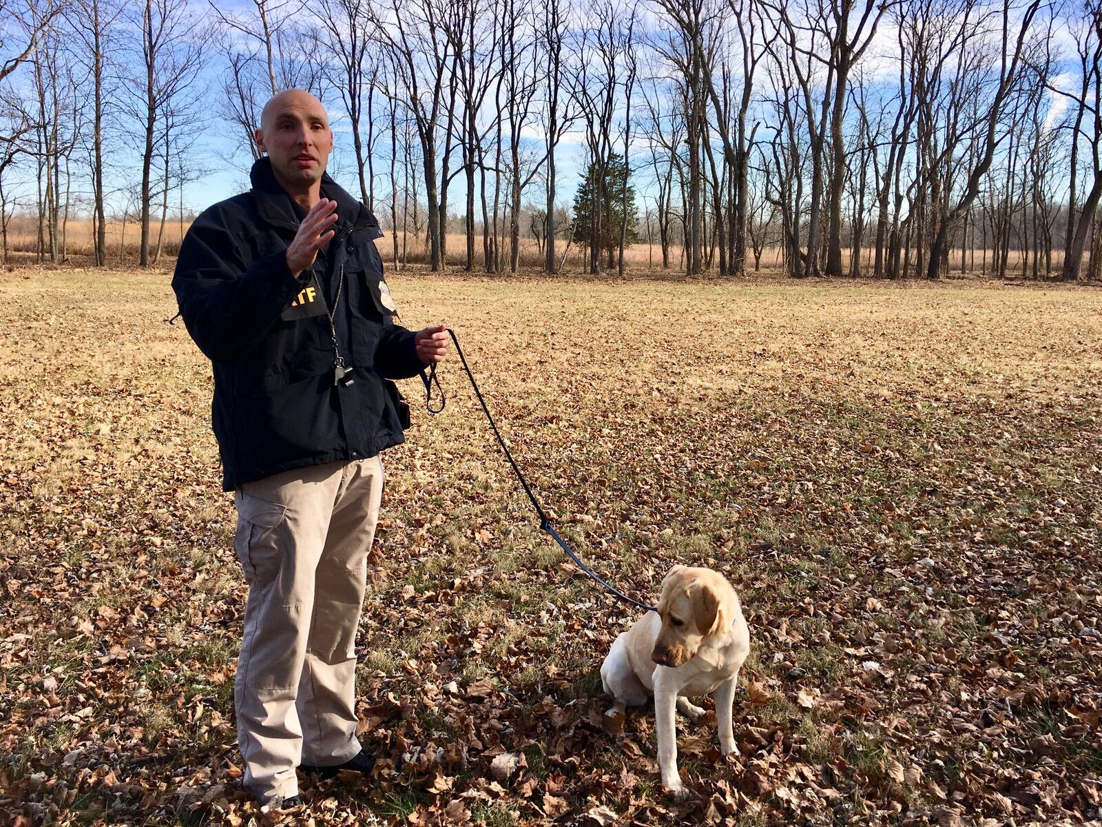 K-9 Opelika, called “Opey,” is a 4-year-old yellow Labrador Retriever for the Bureau of Alcohol, Tobacco, Firearms and Explosives who can detect more than 19,000 odor combinations from all six families of explosives and has worked some of the most notable recent crimes and events in the several-state region. David McMullen is her ATF special agent canine handler