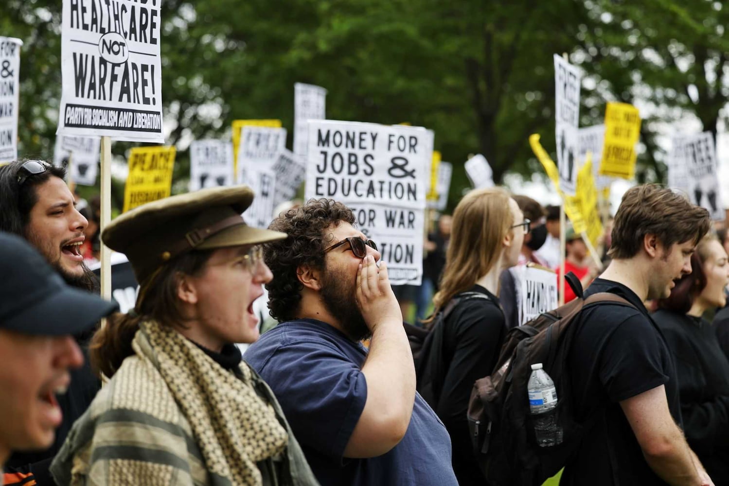 Protesters rally at Deeds Point during NATO assembly