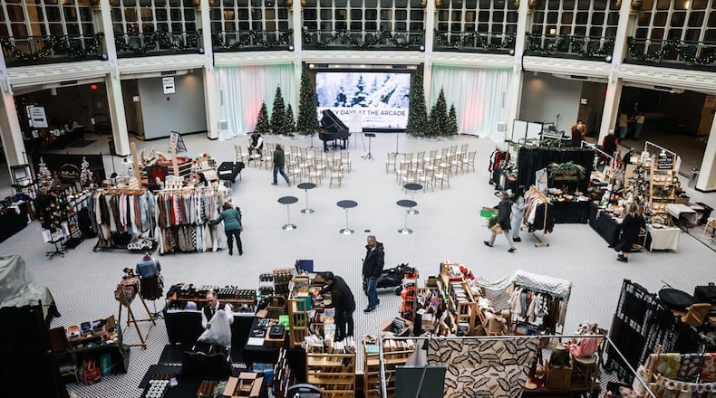 Dozens of vendors and hundreds of holiday shoppers gathered Thursday, Dec. 12, 2024, for Holly Days at the Arcade. Live entertainment was also a highlight in the rotunda. Holly Days at the Arcade is presented by AES Ohio and the Dayton Daily News. STAFF