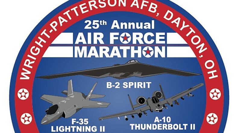 The B-2 Spirit, F-35 Lightning, C-17 GlobeMaster III and A-10 Thunderbolt II will all be featured at the 25th anniversary celebration of the Air Force Marathon on Sept. 18, 2021. For the latest on the Air Force Marathon, go to https://www.usafmarathon.com/ or follow the Air Force Marathon Facebook page at https://www.facebook.com/AirForceMarathon/. Courtesy graphic