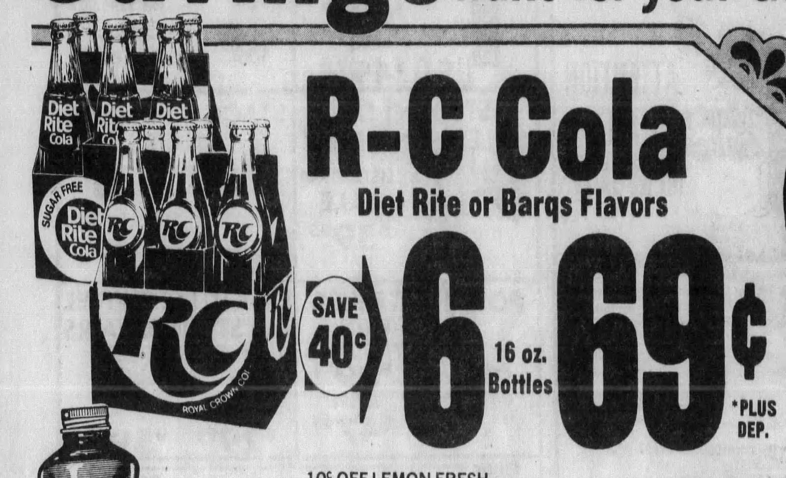 A six-pack of 16oz. bottles of Diet Rite or RC Cola cost 69 cents in 1976. DAYTON DAILY NEWS ARCHIVES