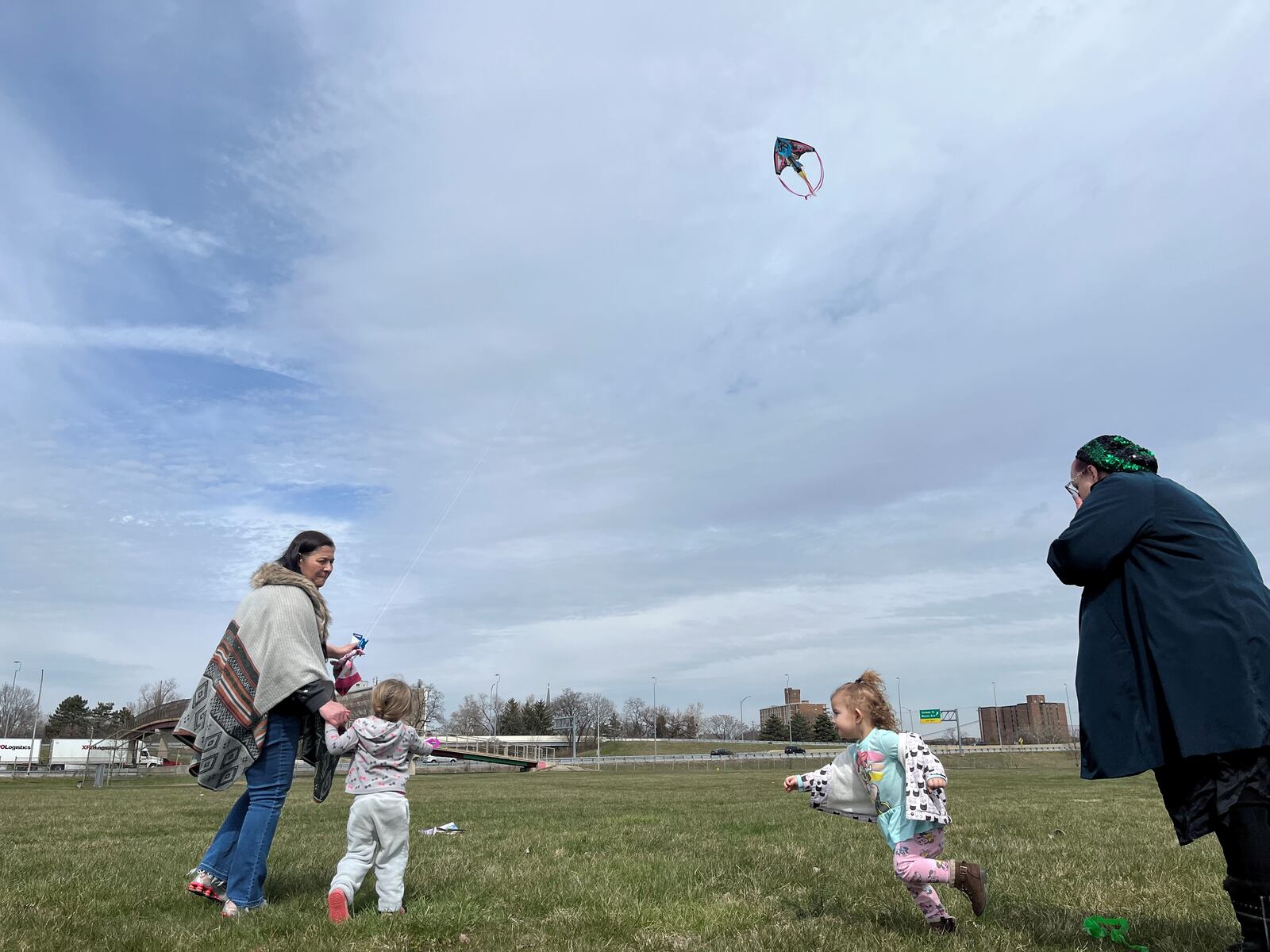 Kate South, a South Park resident, flies kites on Thursday, March 16, 2023, with her family, including her granddaughters. CORNELIUS FROLIK / STAFF
