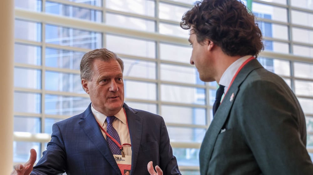 Congressman Mike Turner speaks to delegates following the NATO Parliamentary Assembly Monday, May 26, 2025. BRYANT BILLING / STAFF