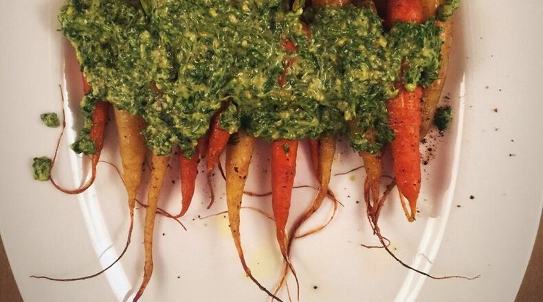 Surprise your guests with Carrot-Topped Pesto served with Roasted Carrots. CONNIE POST/STAFF