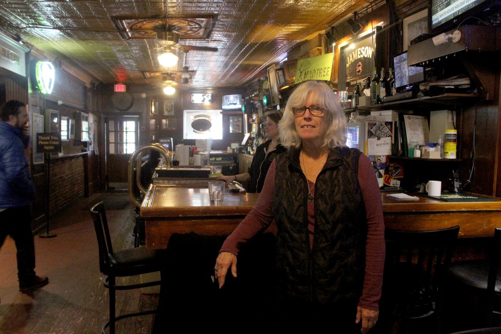 Trolley Stop owner Robin Sassenberg inside the Oregon District bar and tavern. AMELIA ROBINSON/STAFF