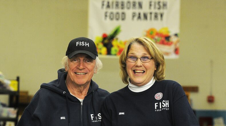 Bill Doorley, Pantry Manager, and his wife Jane, Executive Director of Fairborn Fish. MARSHALL GORBY\STAFF
