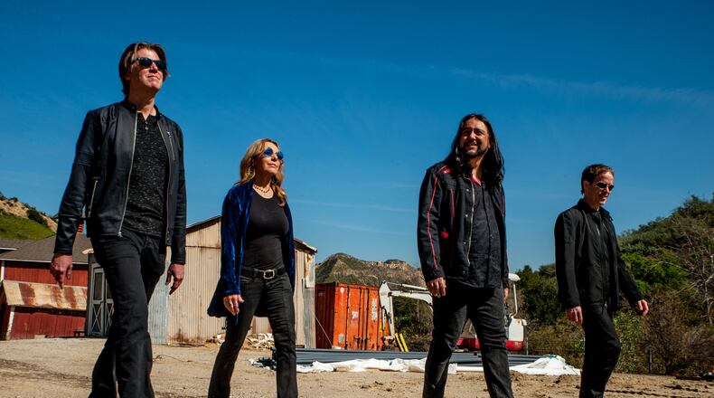 California-based instrumental group Incendio, (left to right) Jim Stubblefield, Liza Carbé, Jean Pierre “JP” Durand and Timothy Curle, perform at Levitt Pavilion in Dayton on Friday, July 29.