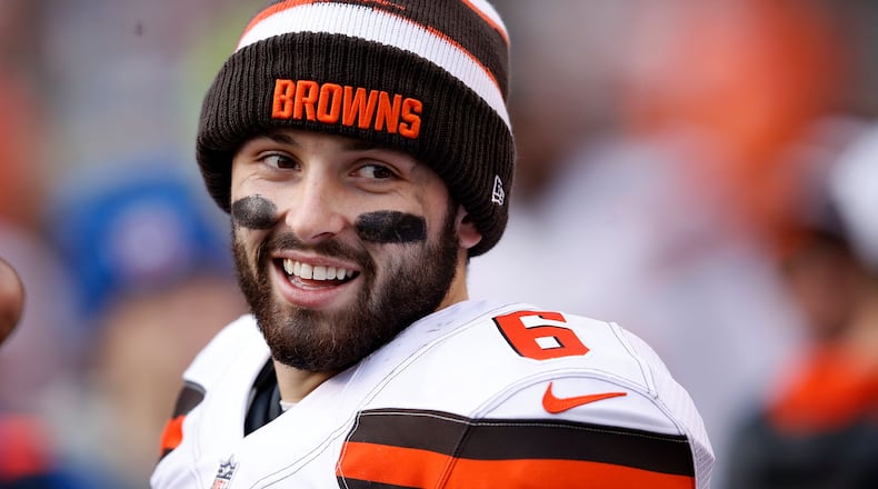 CINCINNATI, OH - NOVEMBER 25: Baker Mayfield #6 of the Cleveland Browns walks off of the field after defeating the Cincinnati Bengals 35-20 at Paul Brown Stadium on November 25, 2018 in Cincinnati, Ohio. (Photo by Joe Robbins/Getty Images)
