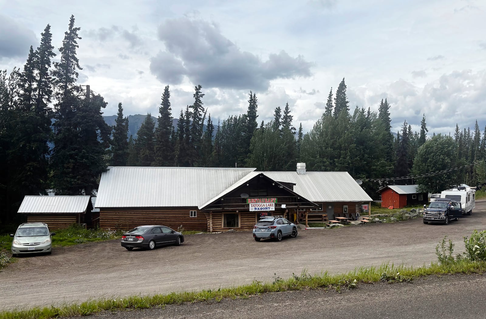 The Tatogga Lake Resort is shown on the roadside close to the entrance of the Red Chris Mine near Iskut, British Columbia, on Wednesday, July 23, 2025. (Dave Middleton/The Canadian Press via AP)
