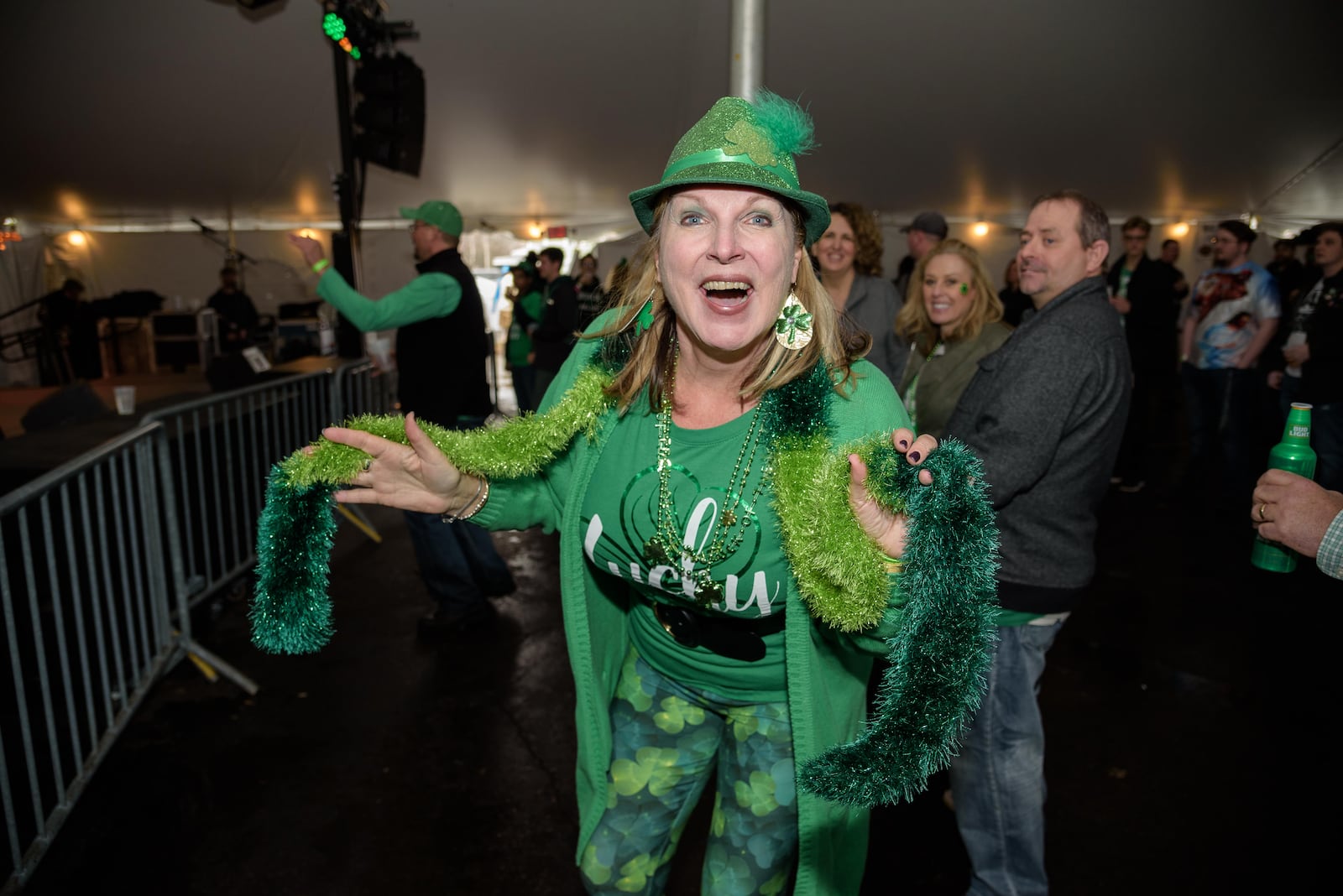 The St Patrick's Day party at Flanagan’s Pub, on 101 E. Stewart St. near the University of Dayton, is a longstanding local tradition. The event draws about 4,000 and includes a full day of live music in the tent set up in the pub's parking lot. TOM GILLIAM / CONTRIBUTING PHOTOGRAPHER