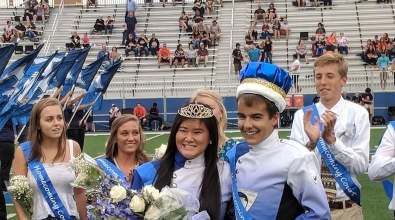 Cate O’Malley was chosen Fairmont High School’s Homecoming Queen as a senior last fall. She and Homecoming King C.J. McGhee had both been performing the halftime show with the marching band moments before their honor was announced. KETTERING SCHOOLS PHOTO