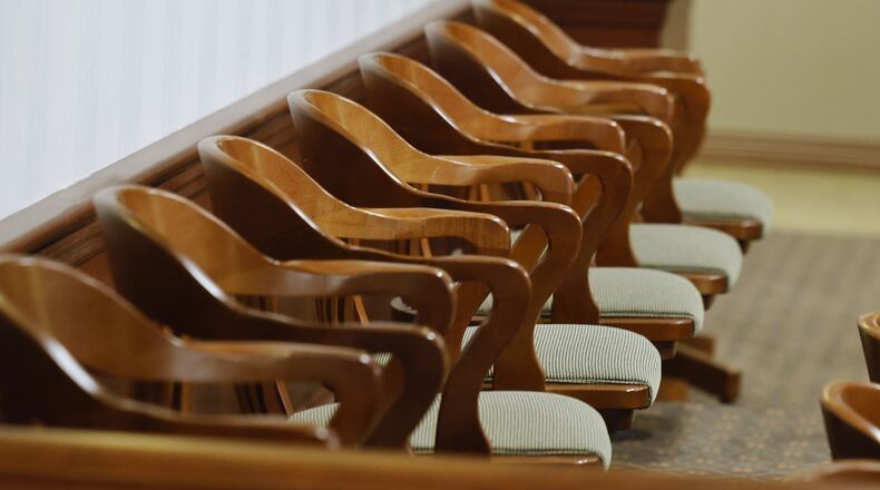 The criminal trial of Butler County Auditor Roger Reynolds is starting in Butler County Common Pleas Court super courtroom with visiting Judge Daniel Hogan presiding Monday, Dec. 12, 2022 in Hamilton. NICK GRAHAM/STAFF