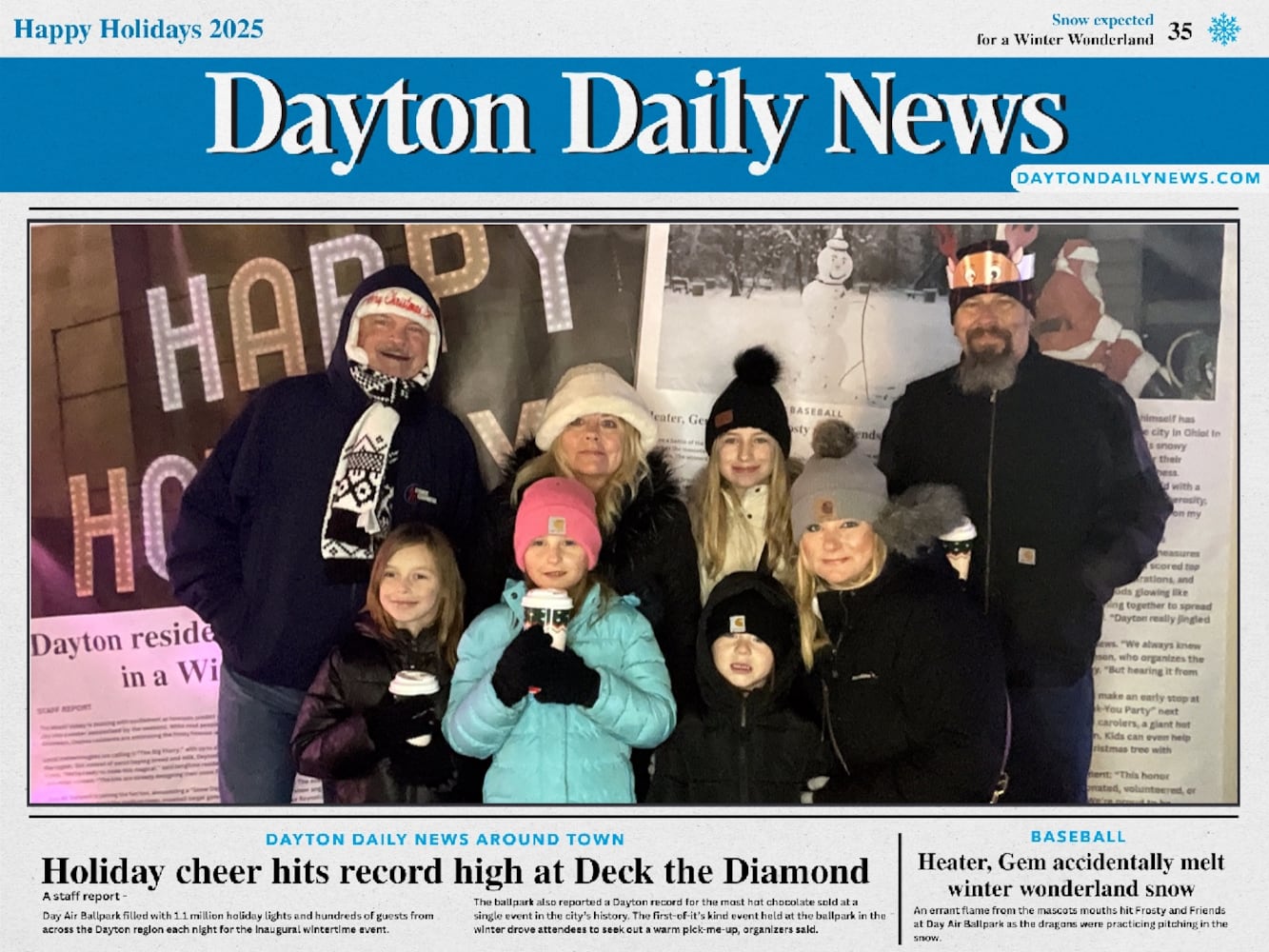 "Front Page News" photo booth photos from Deck the Diamond