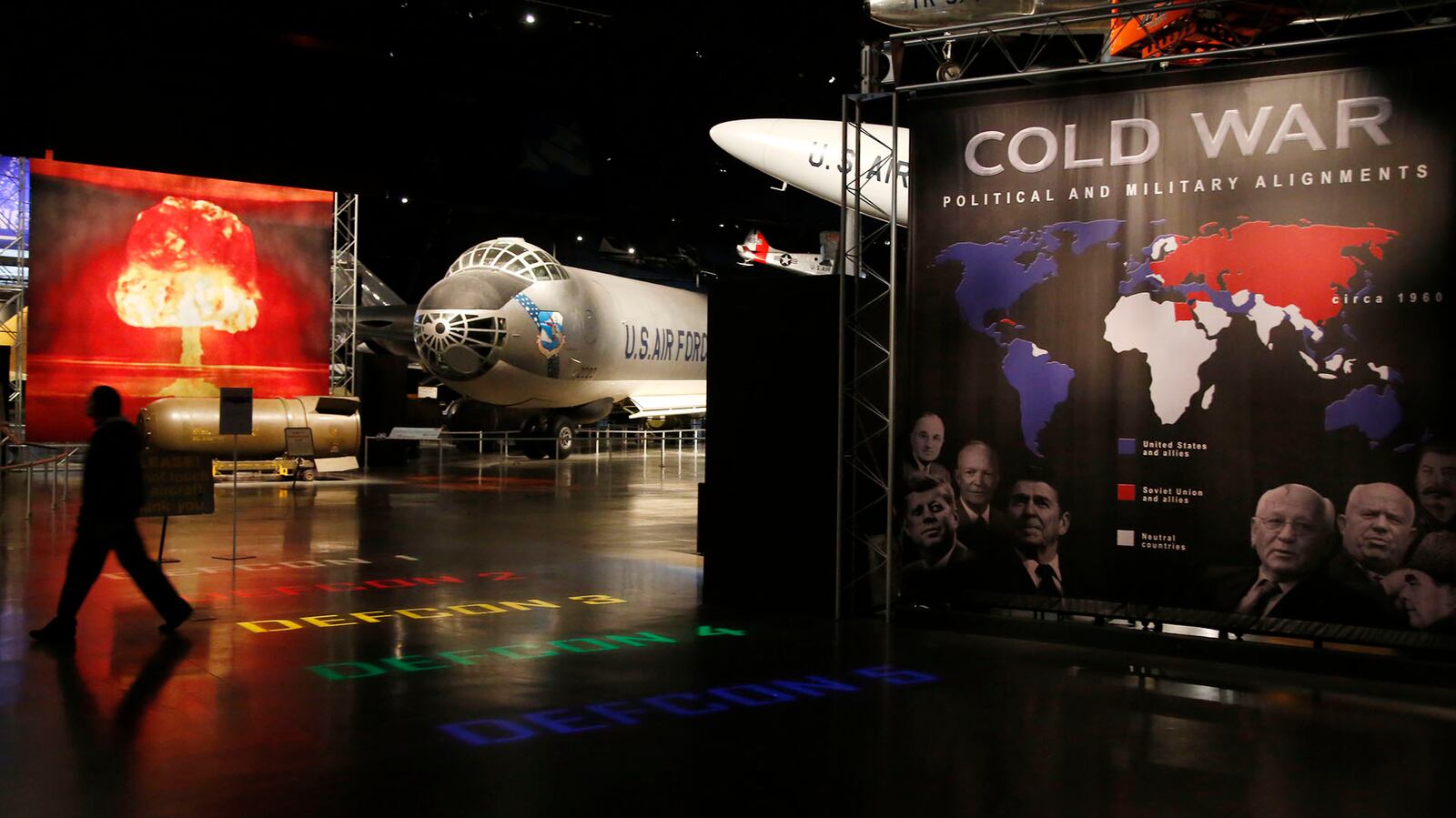 The National Museum of the U.S. Air Force has free admission and parking and its warm inside.  The Museum is open daily from 9:00am to 5:00pm.  I found that the warmest places are the observation deck in the Missile Gallery and the Refueling Café located on the mezzanine between the Cold War Gallery and the fourth building.   TY GREENLEES / STAFF
