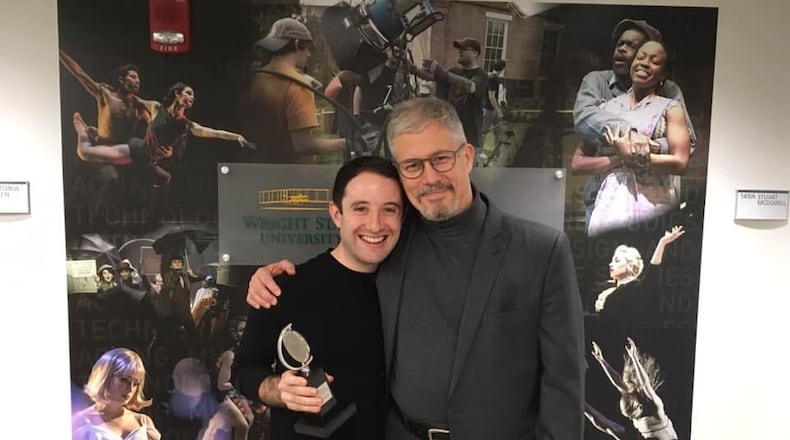 Tony award nominee (and past winner) Joey Monda with Joe Deer, Chair of Wright State University's Department of Theatre, Dance and Motion Pictures. CONTRIBUTED