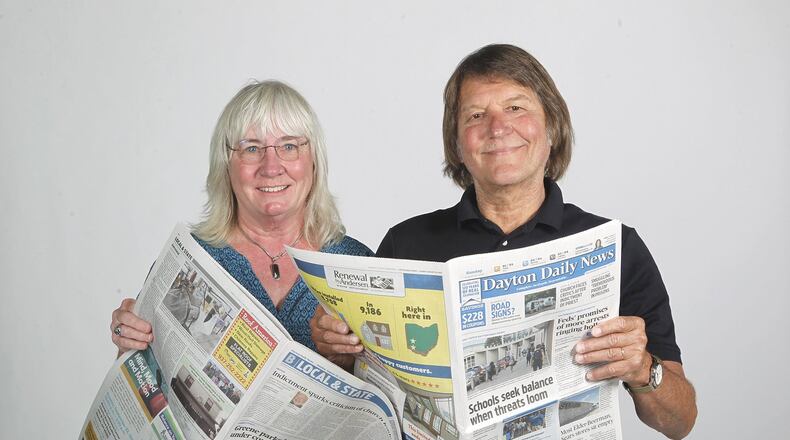 Ciindy and Steve Piatt are long-time Dayton Daily News subscribers. LISA POWELL / STAFF